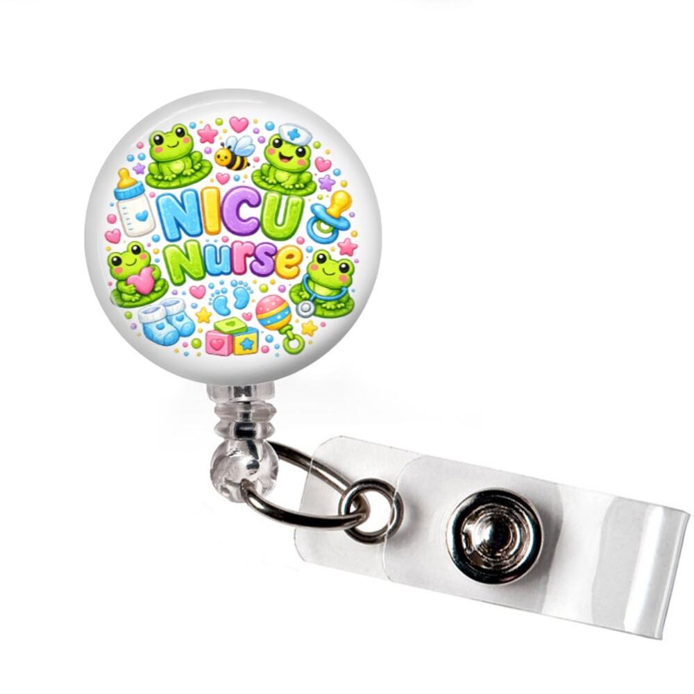 NICU Nurse Badge Reel Frog Neonatal Intensive Care Unit Baby Nurse Holder